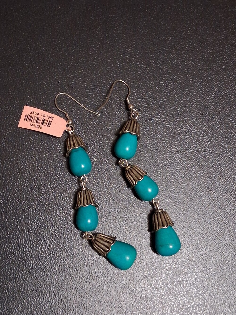 NWT SuperJeweler Trendy Turquoise Teardrop Dangle Earrings
